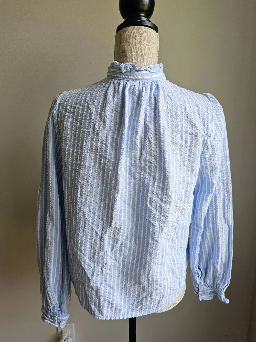 H&M Pale Blue Ruffled High-Neck Blouse - Picture 4 of 7